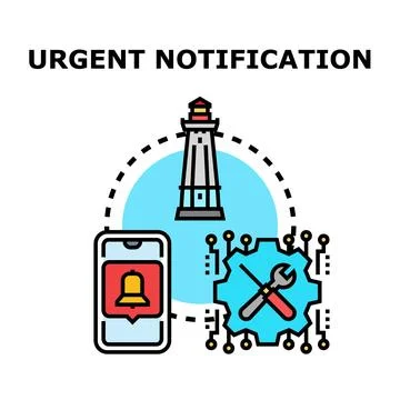 Urgent notification concept with mobile alert and system repair Stock Illustration