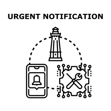 Urgent notification concept with mobile alert and system repair Stock Illustration