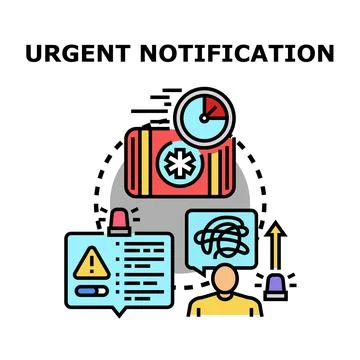 Urgent notification concept for quick message and emergency alert Stock Illustration
