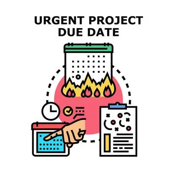 Urgent project due date approaching deadline concept Stock Illustration