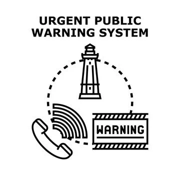 Urgent public warning system concept sending alert message Stock Illustration