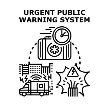 Urgent public warning system distributing crucial hazard alerts Stock Illustration