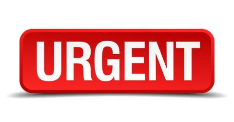 Urgent red 3d square button isolated on white 스톡 일러스트