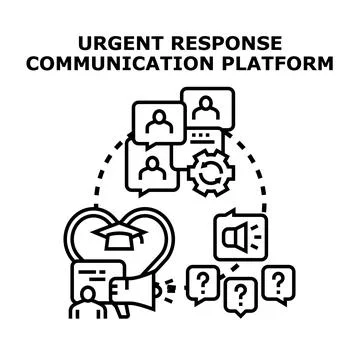Urgent response communication platform vector concept connecting users, shari Stock Illustration