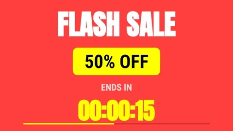 Urgent sale countdown timer display on vibrant orange background Stock Footage 336879658
