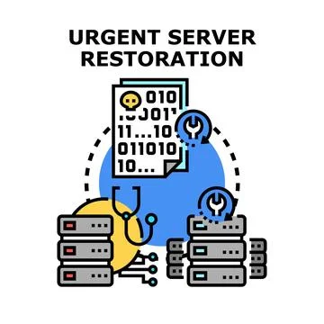 Urgent server restoration concept for data recovery Illustrazione stock