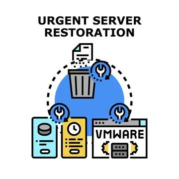 Urgent server restoration concept for data recovery and repair Stock Illustration