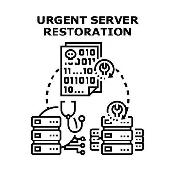 Urgent server restoration concept for data recovery Stock Illustration