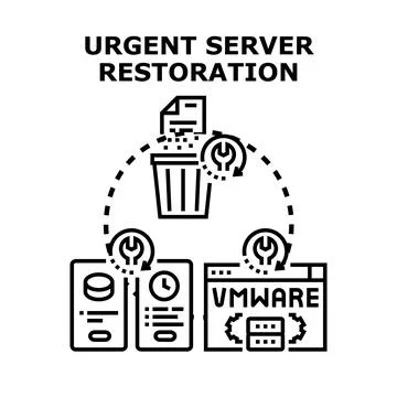Urgent server restoration concept for data recovery and repair 스톡 일러스트
