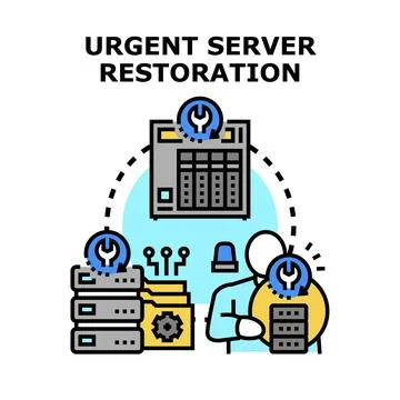 Urgent server restoration, data recovery and repairing 库存插图