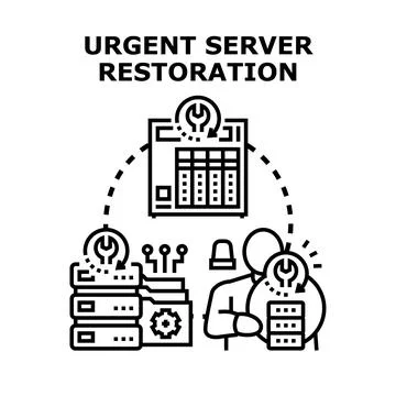 Urgent server restoration, data recovery and repairing 스톡 일러스트