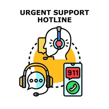 Urgent support hotline providing immediate assistance and help Stock Illustration
