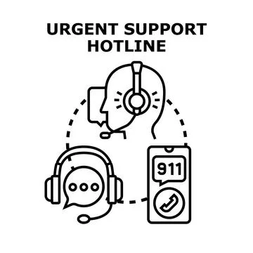 Urgent support hotline providing immediate assistance and help Ilustração Stock
