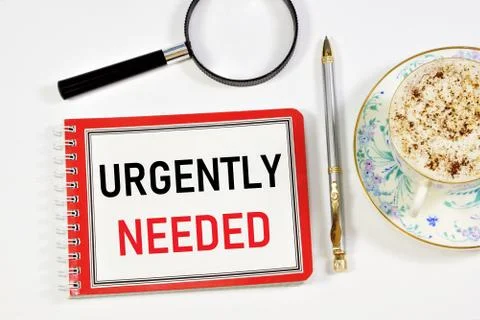 Urgently needed. Text label in the planning Notepad for a list of things Stock-Fotos