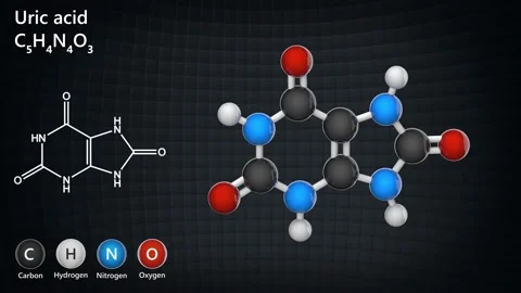Uric acid. C5H4N4O3. Seamless loop. Stock Footage 154230661
