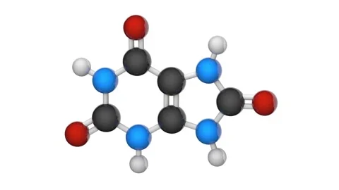 Uric acid. C5H4N4O3. Seamless loop. White background Stock Footage 154230675