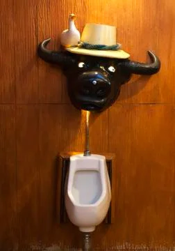Urinal with buffalo head Stock Photos