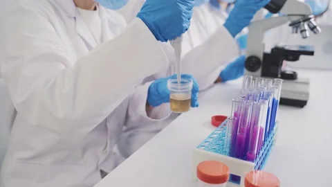 Urinalysis container analysis laboratory research Stock Footage 171761215