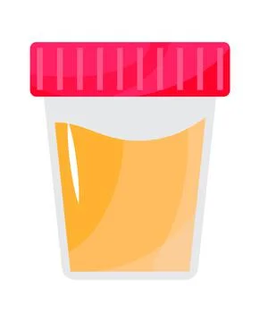 Urinalysis vector. Urine collection container with red lid isolated Illustrazione stock