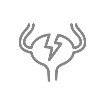 Urinary bladder with acute pain line icon. Excretory system disease symptom Stock Illustration