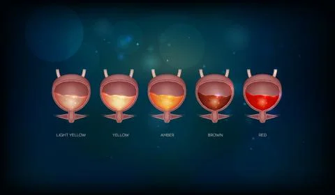 Urinary bladder and various urine colors Stock Illustration
