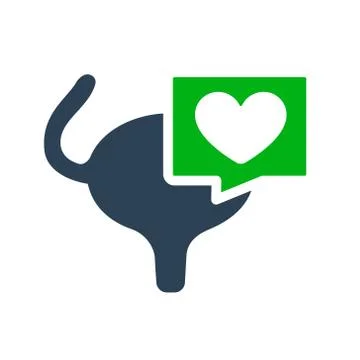 Urinary bladder with heart in chat bubble colored icon. Healthy muscular organ Stock Illustration