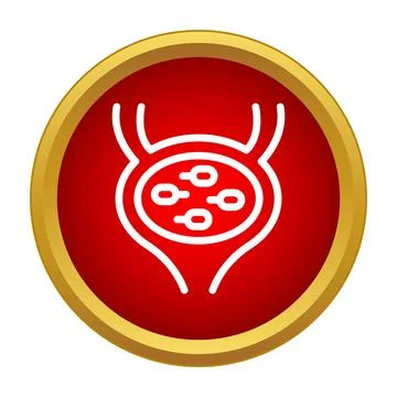 Urinary bladder infection concept with bacteria in red circle icon Stock Illustration