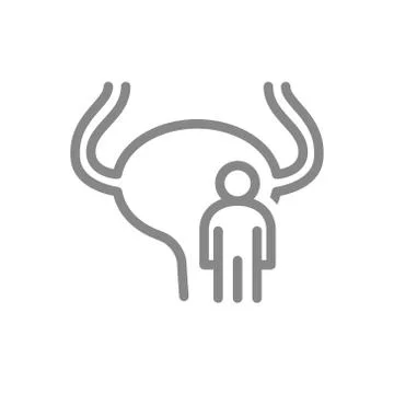 Urinary bladder with man line icon. Human excretory system symbol Stock Illustration
