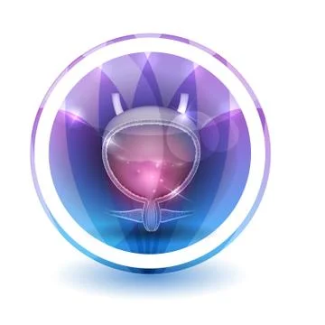 Urinary bladder Sign, round shape colorful overlay flower petals at the backg Illustrazione stock