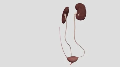 The urinary bladder is a temporary storage reservoir for urine. It is located in Vídeo Stock 252012395