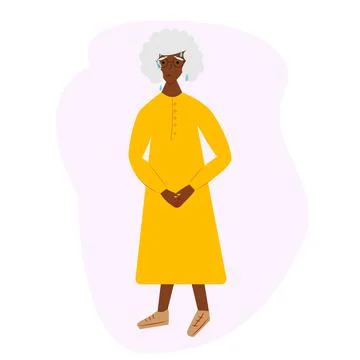 Urinary incontinence problem. Elderly african american women wants to pee. Th Stock Illustration