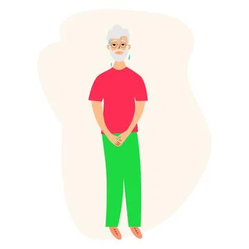 Urinary incontinence problem. Elderly asian men wants to pee. The old men fee Illustrazione stock