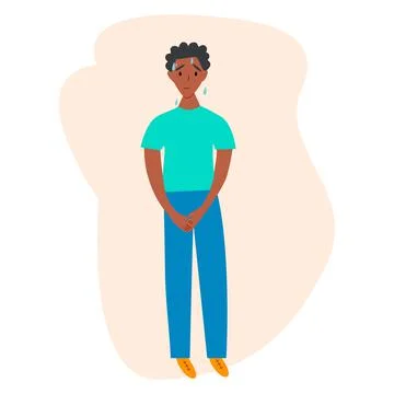 Urinary incontinence problem. The young african american man wants to pee. Th Illustrazione stock