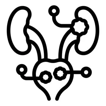 Urinary system being monitored, showing kidneys and bladder connected to medi Stock Illustration