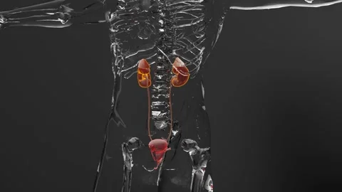 Urinary system, bladder and Kidney anatomy,  reproductive system, Video stock 249442376