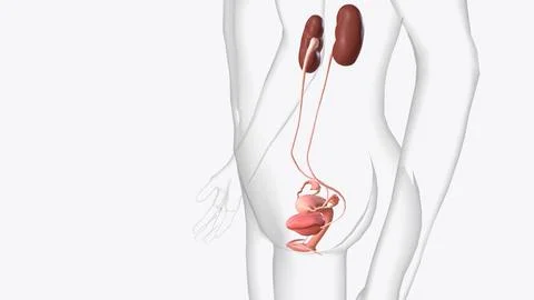 The urinary system consists of the kidneys, ureters, urinary bladder, and ure Stock Illustration