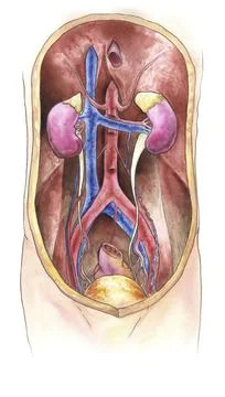  Urinary system, drawing Drawing od anatomy. Copyright: xBENJAMINxCAMPILLO... Stock Photos