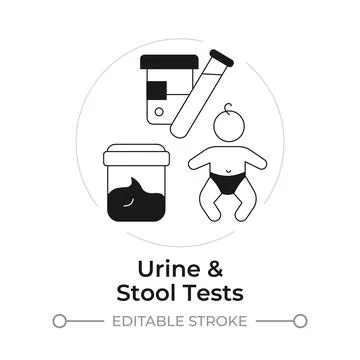 Urine and stool tests modern flat line concept icon Stock Illustration