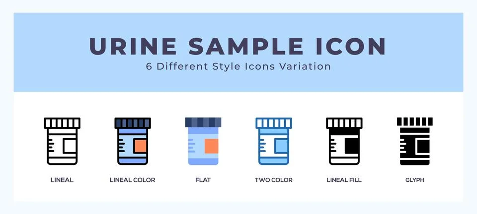 Urine sample icon set with different styles. Design elements for logo. Vect.. 库存插图