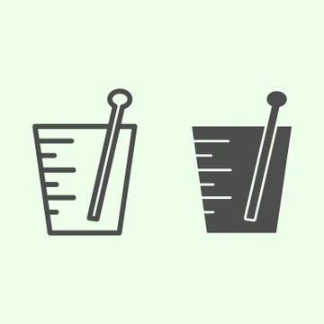Urine test analysis line and solid icon. Laboratory beaker outline style Stock Illustration
