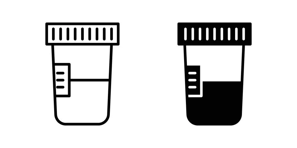 Urine test icon set modern line and solid style collection. Stock Illustration