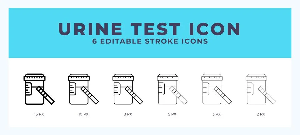 Urine test icon vector for web. And mobile app. Editable stroke outline icon. Stock Illustration