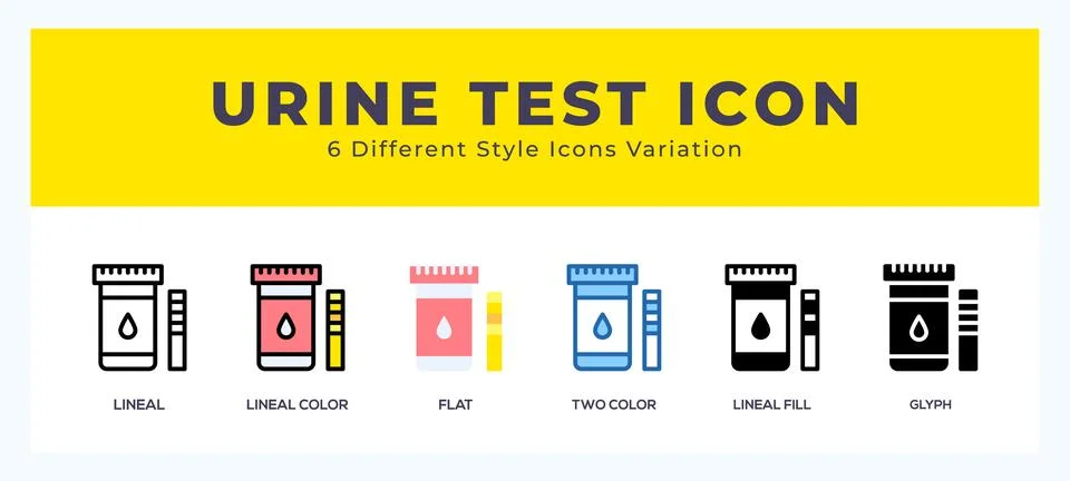 Urine test set of icons. Vector illustration with different styles. Иллюстрация