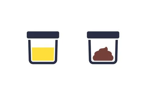 Urine test, stool sample icons, vector 스톡 일러스트