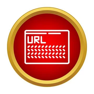 Url browser window icon on red button Illustrazione stock