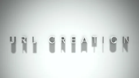 Url creation 3D title animation white text on a white background Stock Footage 299758684