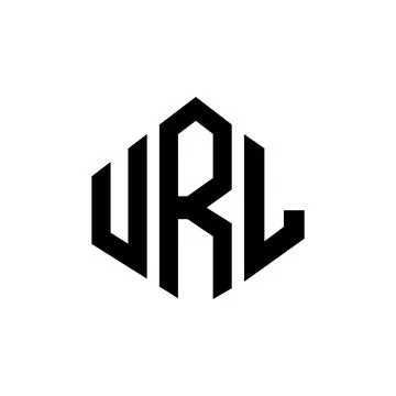 URL letter logo design with polygon shape. URL polygon and cube shape logo .. Stock Illustration