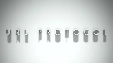 Url protocol 3D title animation white text on a white background Stock Footage 299758677