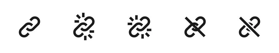 URL webpage link set line icon. Vector Stock Illustration