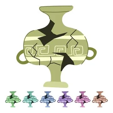 Urn broken antique pot vector cartoon graphic Stock Illustration